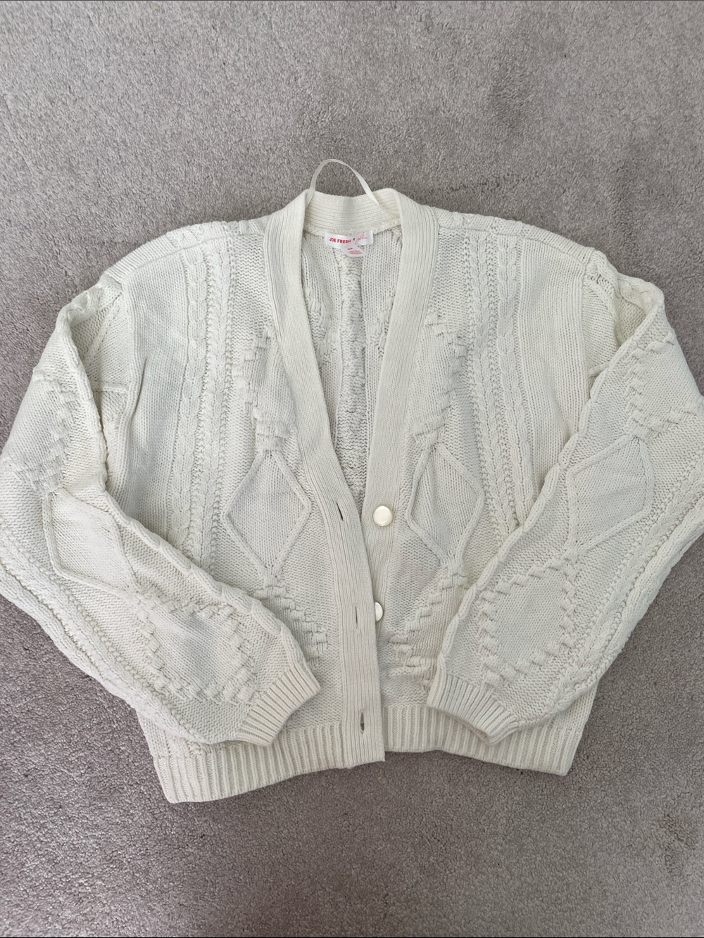 Jillian Harris- Cable Knit Cream Cardigan Sweater